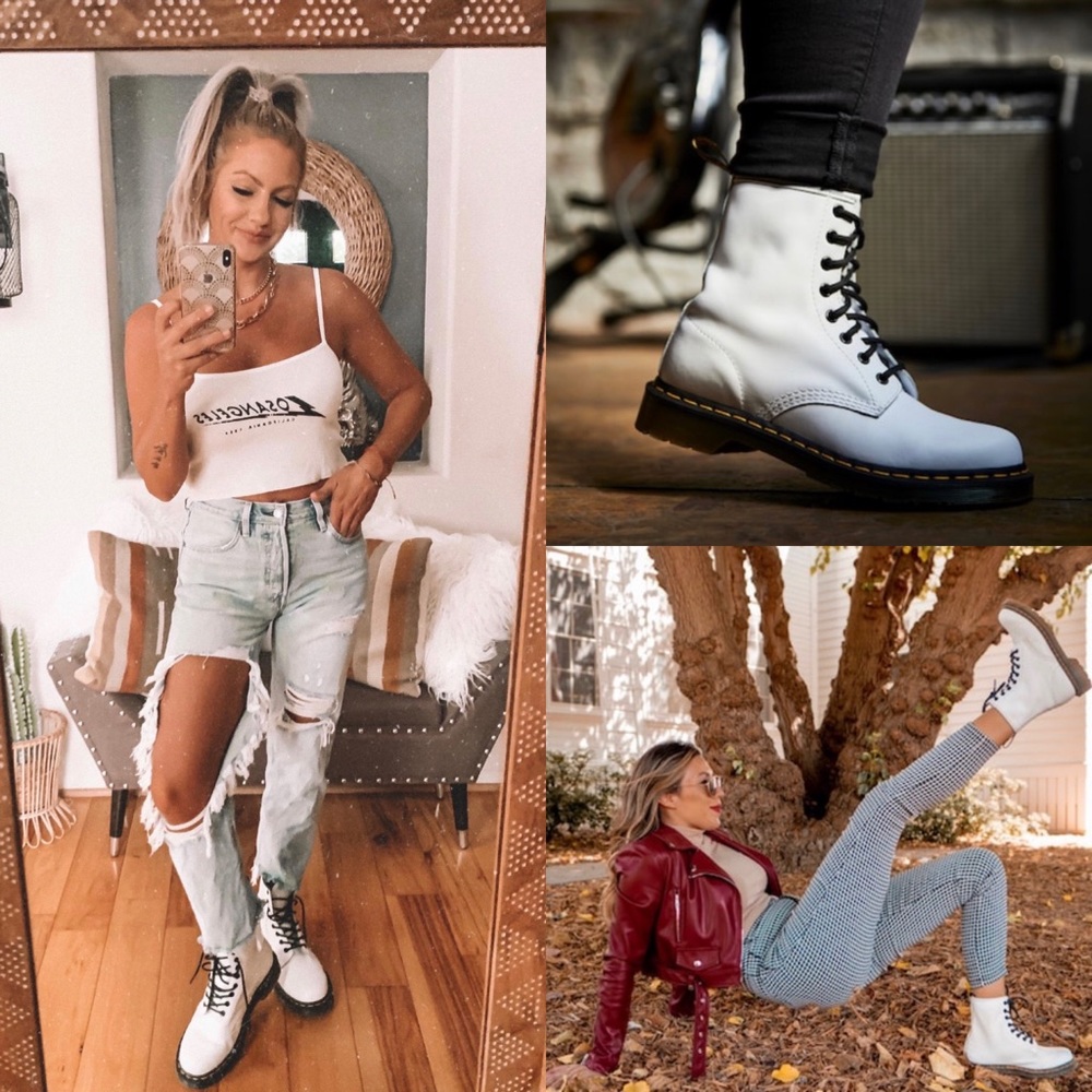 Dr. Martens white COMBAT BOOT White Leather Size 6 US